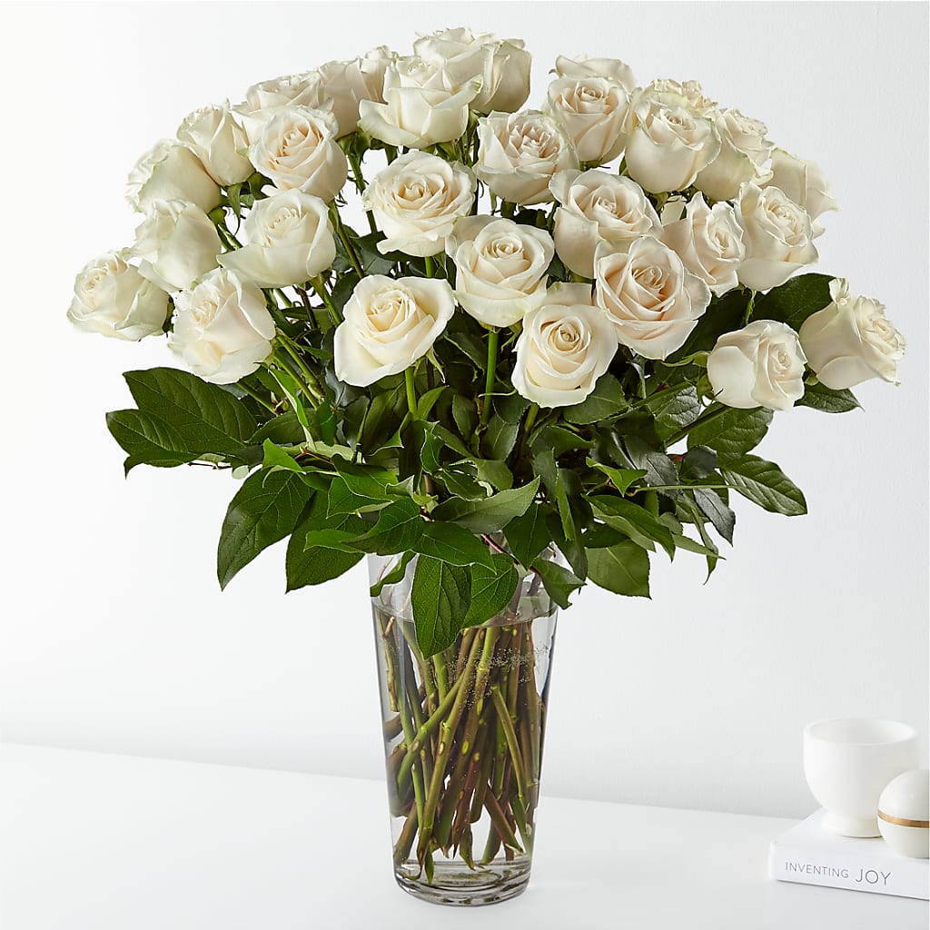 Long Stem White Rose Bouquet – Bloom Balloon Llc, Newark DE