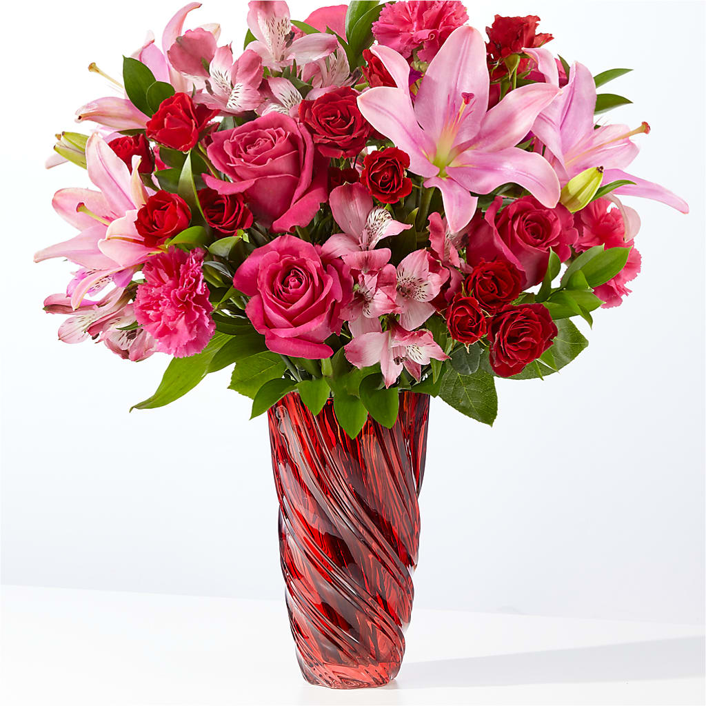 In Love Bouquet with Luxe Swirl Vase – Bloom Balloon Llc, Newark DE
