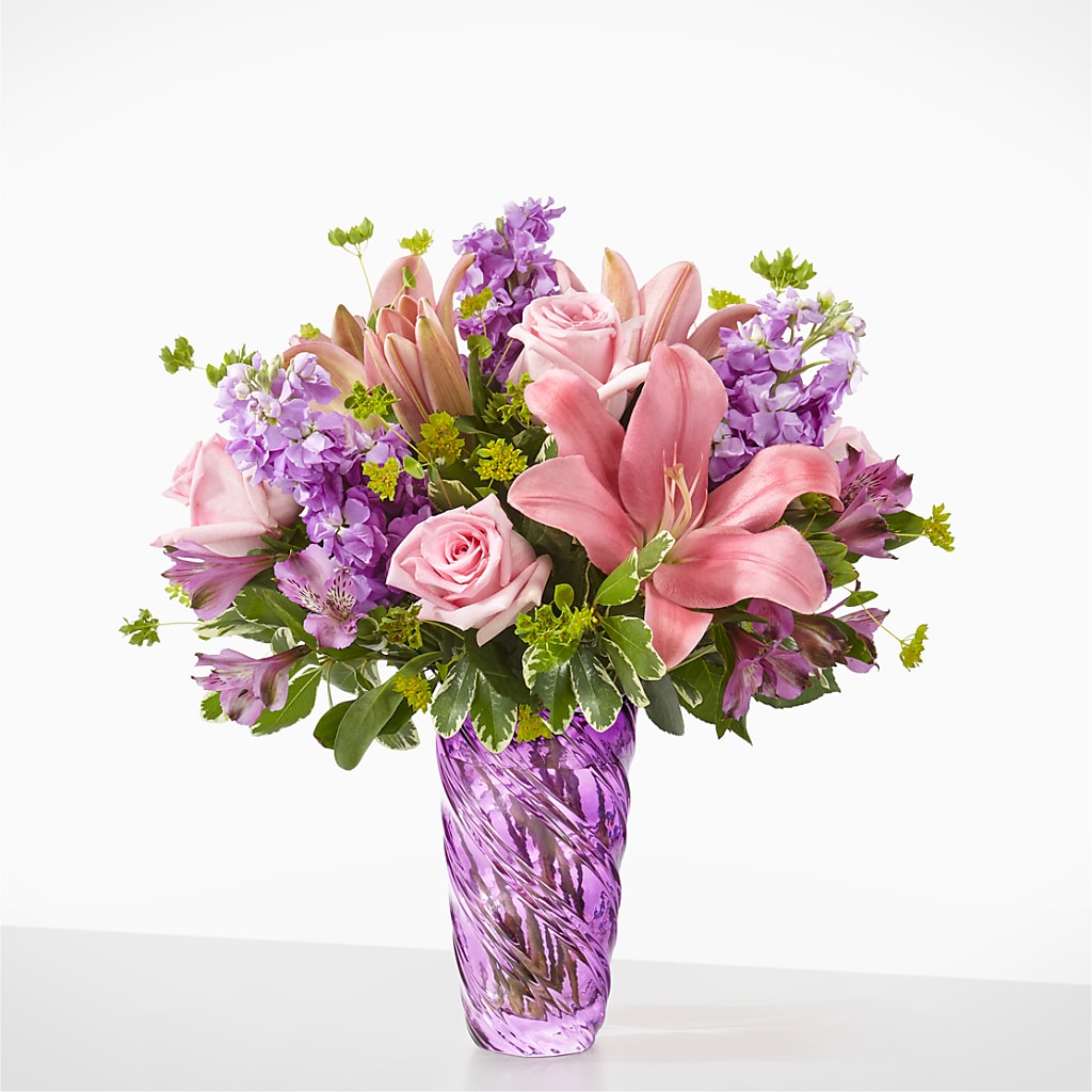 Precious Petals Bouquet with Luxe Swirl Vase – Bloom Balloon Llc, Newark DE