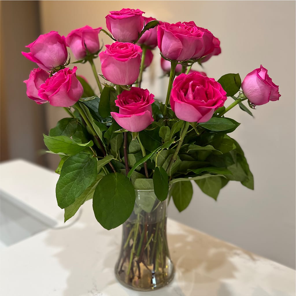 Long Stem Pink Rose Bouquet –  Bloom Balloon Llc, Newark DE