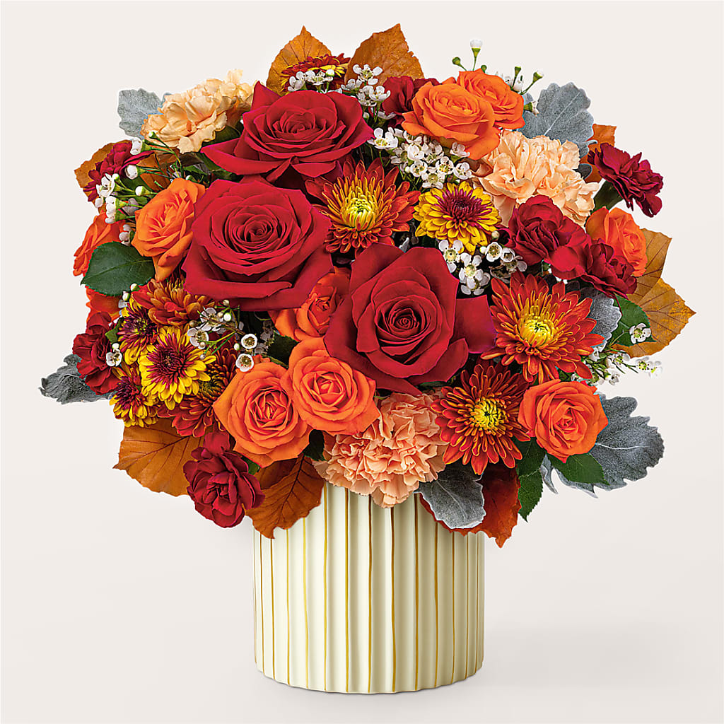 Merlot Bouquet with Ivory Vase –  Bloom Balloon Llc, Newark DE